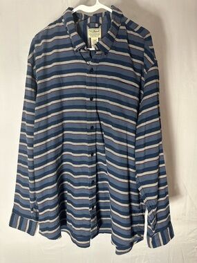 L.L. Bean Men’s Navy Blue Striped Button-Down Shirt